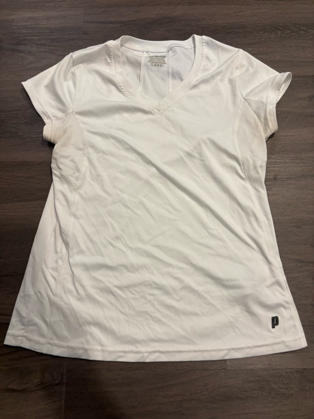 Prince White V-Neck Short Sleeve Athletic Tee